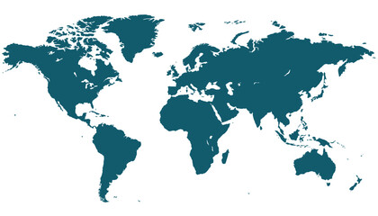 Fototapeta na wymiar World map. Silhouette map. Color vector modern. 
