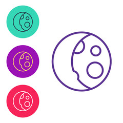 Set line Moon phases icon isolated on white background. Set icons colorful. Vector
