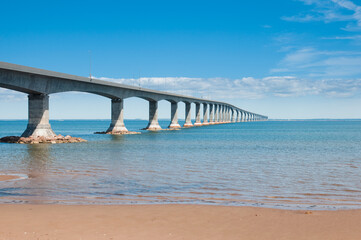 View of the Confederation Bridge from New Brunswick to Prince Edward Island.