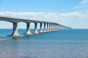 View of the Confederation Bridge from New Brunswick to Prince Edward Island.