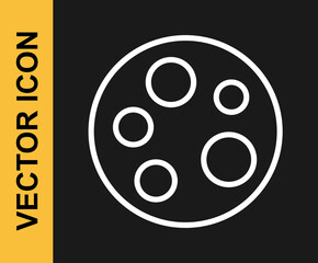 Fototapeta premium White line Moon icon isolated on black background. Vector