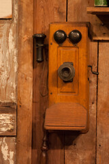 Old wooden Telephone with no dial