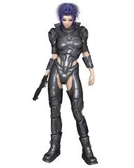 Female Space Elf Warrior, Standing, 3d digitally rendered fantasy or science fiction illustration