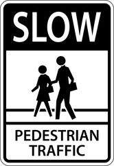 Slow Pedestrian Crossing Sign On White Background