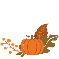 Fall Floral Pumpkin Transparent Background 