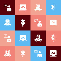 Set pop art Taxi driver, mobile app, and Traffic light icon. Vector