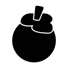 Mangosteen black icon. Suitable for website, content design, poster, banner, or video editing needs