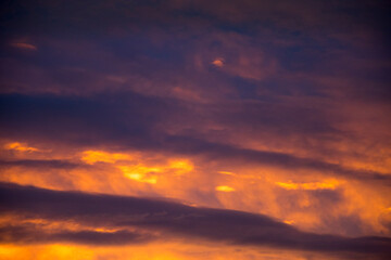 Dramatic sunset over Burnley England in late August. The sky was golden with darkness approaching