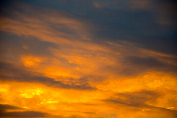 Dramatic sunset over Burnley England in late August. The sky was golden with darkness approaching