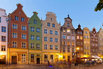 Fototapeta na wymiar Night streets of historical center of Gdansk in the Poland.
