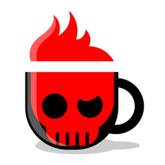 skull head logo with fire crested hair. simple skull logo design