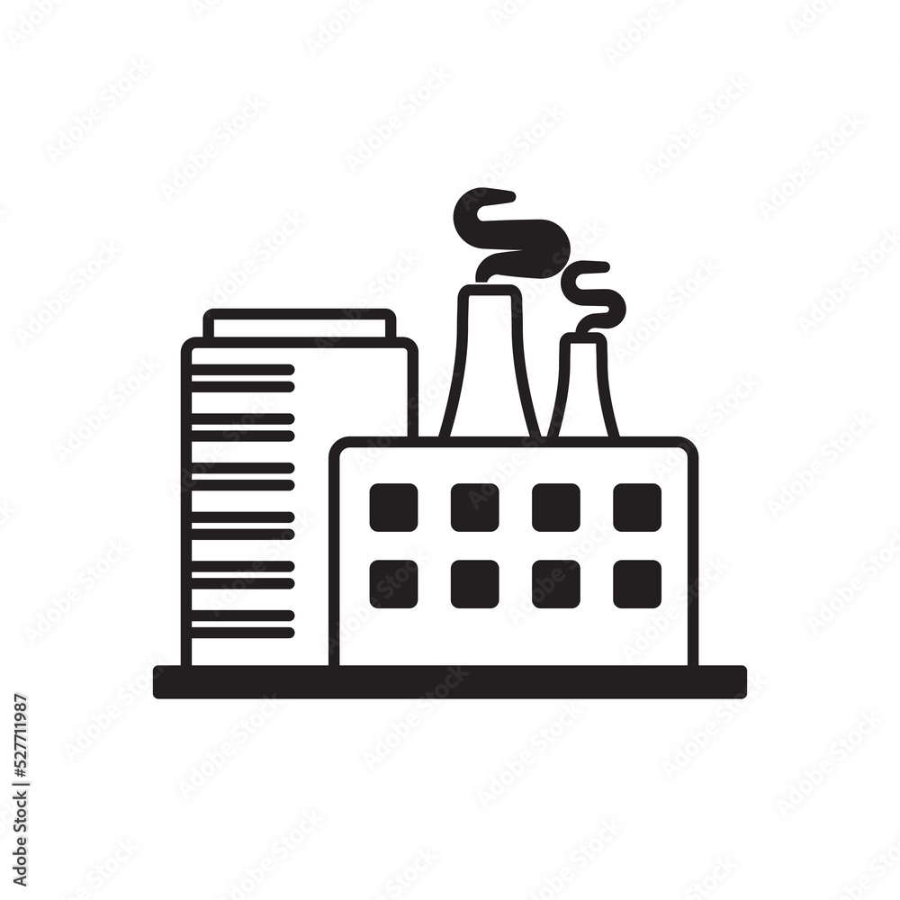 Wall mural Factory building icon with black and white color on isolated background