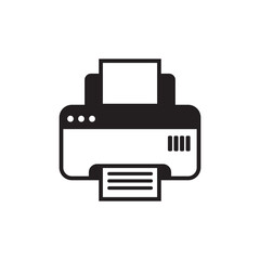 Simple printer vector illustration with black and white design on isolated background. Printer icon