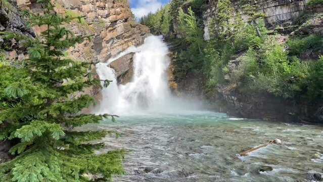 Cameron Falls waterfall in Waterton Lakes National Park Alberta Canada