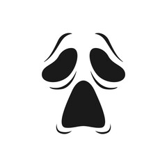 Yell monster face vector icon, scary evil emoji with unhappy creepy eyes and yelling open mouth. Ghost, jack lantern Halloween pumpkin scream emotion, isolated monochrome character face
