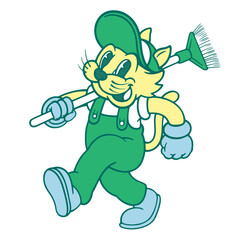 cat with cap as cleaning service