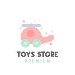 Cute wooden toy vector illustration logo in pastel colors