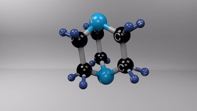 Triethylenediamine molecule. Molecular structure of DABCO also known as TEDA, used as an alkaline catalyst in the production of polyurethane foams. Alpha channel.