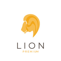 Yellow lion abstract vector illustration logo with overlapping colors