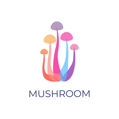 Mushroom vector logo illustration with overlapping colors