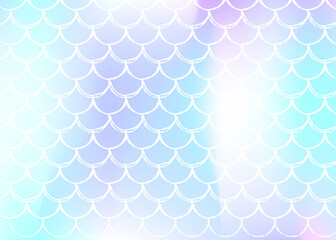 Gradient scale background with holographic mermaid.