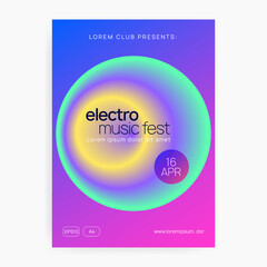 Neon Fest. Wavy House Banner. Holiday Pattern For Set Shape. Fun Effect For Invitation. Sound And Carnival Design. Rainbow Neon Fest