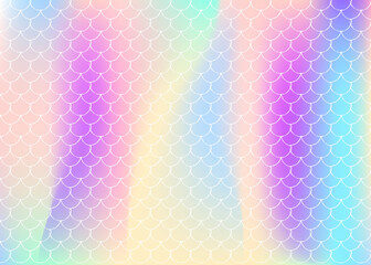 Holographic scale background with gradient mermaid.
