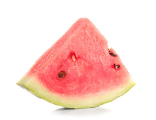 Slice of tasty watermelon on white background