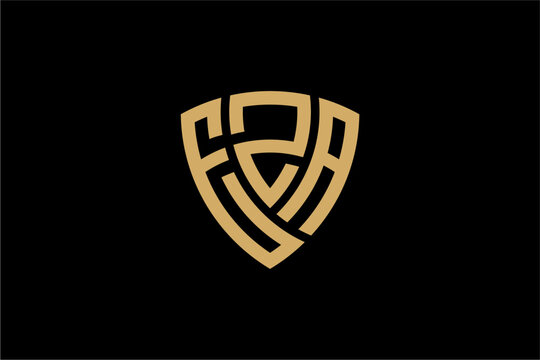 EZA creative letter shield logo design vector icon illustration