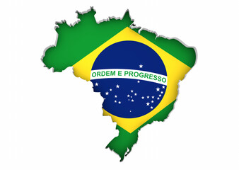 Brazil Country Map Flag Background 3d Illustration