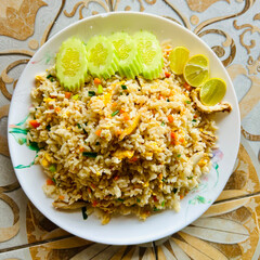 Fried rice with crab with vegetable