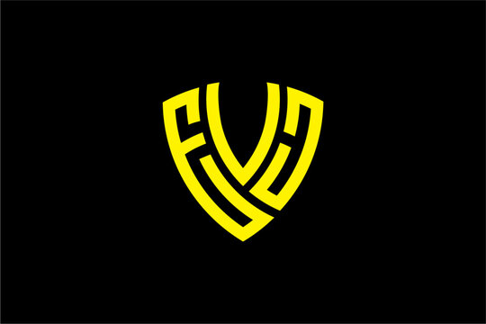 EVJ creative letter shield logo design vector icon illustration