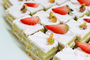Matcha Strawberry Cake for desserts. Morning Breakfast