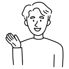 案内する外国人　線画