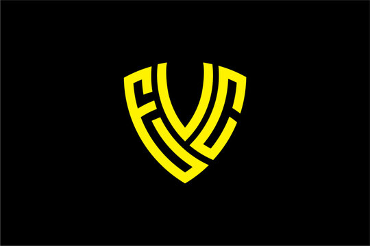 EVC creative letter shield logo design vector icon illustration