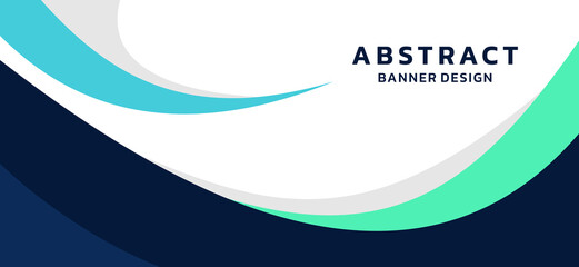 Blue modern wave style wide banner vector design