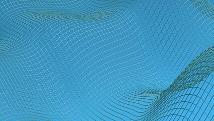 Silver illuminated mathematical geometric abstract wave grid under blue-white background wall paper. Architectural sculpture. 3D illustration. 3D high quality rendering. 3D CG.