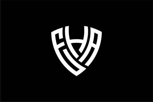 EHA creative letter shield logo design vector icon illustration