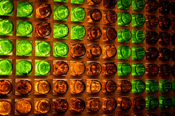 Beer bottles in stand