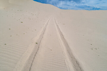 tire tracks left in the sand