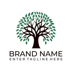 Obraz premium tree logo design, tree logo vector, leaf logo design, tree, leaf, farm, floral, wood
