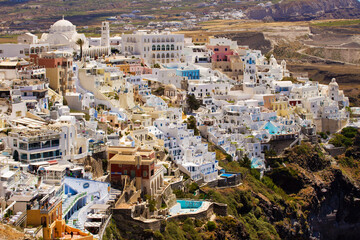 View over Oia village in Santorini,Greece.