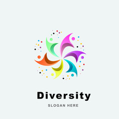 abstract logo diversity and togetherness people circle, Social team logo icon. Social diversity, team work.