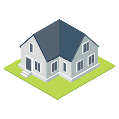 Isometric design of a private house. Isometric buildings set. Vector illustration Urban and Rural Houses collection