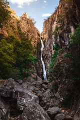 waterfall in canyon in the mountains