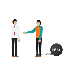 Obraz premium A vector of 2 men making a deal with debt stone at leg inside.