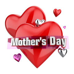 Happy Mother's Day with heart 3D rendering