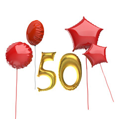 3D rendering Anniversary Birthday invitation template with realistic balloons