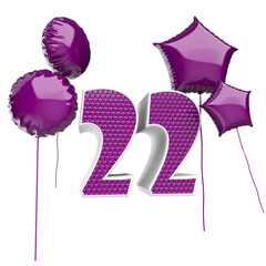 3D rendering Anniversary Birthday invitation template with realistic balloons