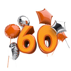 3D rendering Anniversary Birthday invitation template with realistic balloons